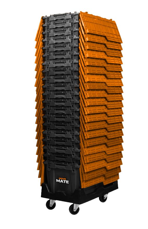 Move Mate Moving Boxes stacked on dolly